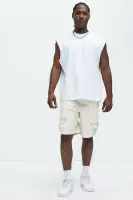 Stacked Ripstop Relaxed Cargo Shorts(Khaki,S)