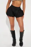 On A Call Micro Mini Bubble Hem Skort(Black,XS)