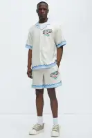 Havana Colorblock Border Print Relaxed Shorts(Cream/combo,S)
