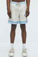 Havana Colorblock Border Print Relaxed Shorts(Cream/combo,S)