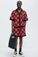 All Over Geo Jacquard Shorts(Red,S)