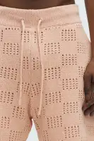 Checkered Open Knit Shorts(Pink,S)