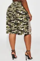 Playing The Field Distressed Camo Short(Olive/combo,XS)
