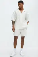 Criss Cross Textured Shorts(Cream,S)