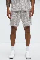 Leaf Patterned Knit Shorts