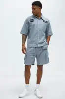 Bedstuy Patch Relaxed Shorts(Light Blue,S)