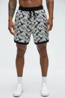 Tropical Textured Knit Shorts(Black/combo,S)