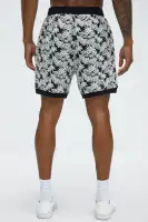 Tropical Textured Knit Shorts(Black/combo,S)