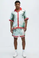 Flamingo And Palm Resort Shorts(Multi Color,S)