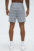 Patterned Open Knit Shorts(Blue/combo,S)