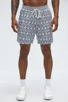 Patterned Open Knit Shorts(Blue/combo,S)