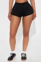 Staying In Mid Rise Fold Over Biker Shorts(Black,S)