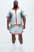 Flamingo And Palm Resort Shorts(Multi Color,S)