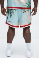 Flamingo And Palm Resort Shorts(Multi Color,S)