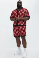 All Over Geo Jacquard Shorts(Red,S)