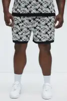 Tropical Textured Knit Shorts(Black/combo,S)