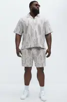 Leaf Patterned Knit Shorts(Brown Combo,S)