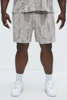 Leaf Patterned Knit Shorts(Brown Combo,S)