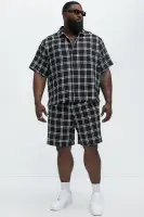 Porter Plaid Relaxed Shorts(Black/combo,30)