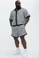 Jack Retro Pattern Warm Up Shorts(Black/combo,S)