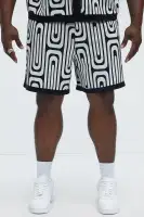 Jack Retro Pattern Warm Up Shorts(Black/combo,S)