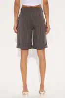 Ellen Pinstripe Trouser Bermuda Short(Charcoal,XS)