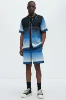 Day To Night Gradient Relaxed Knitted Shorts(Multi Color,S)