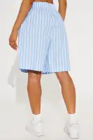 See Me Through Striped Trouser Short(Light Blue,XS)