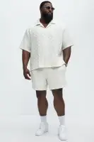 Criss Cross Textured Shorts(Cream,S)