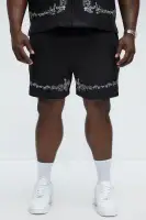 Vine Border Embroidered Shorts(Black,S)