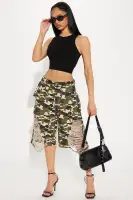 Playing The Field Distressed Camo Short