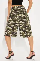 Playing The Field Distressed Camo Short(Olive/combo,XS)