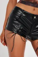 Magna Faux Leather Micro Booty Short(Black,XS)
