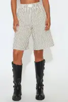 Keely Striped Long Boxer Short(Tan/Multi,XS)