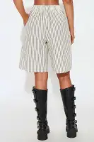 Keely Striped Long Boxer Short(Tan/Multi,XS)