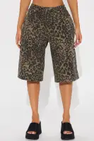 What Do You Know Leopard Bermuda Short(Brown/combo,XS)