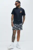 Japan Flames Mesh Shorts(Black/White,S)