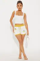 Lemon Zest Embroidered Crochet Micro Hot Short