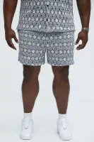 Patterned Open Knit Shorts(Blue/combo,S)
