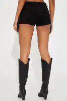 Shake It Faux Suede Micro Booty Short(Black,XS)