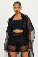 Tara Sheer Belted Short(Black,XS)