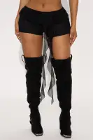 Kiara Mesh Tie Waist Micro Short(Black,XS)