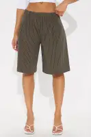 Lexi Pinstripe Bermuda Trouser Short(Olive,XS)