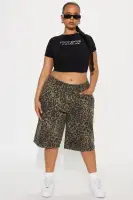 What Do You Know Leopard Bermuda Short(Brown/combo,XS)