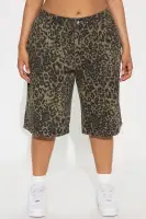 What Do You Know Leopard Bermuda Short(Brown/combo,XS)