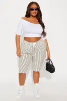 Keely Striped Long Boxer Short(Tan/Multi,XS)