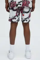 Tiger Waves Relaxed Shorts(White/combo,S)