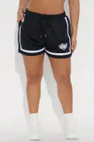Jessica Jersey Mesh Track Short(Black/White,XS)