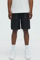 Contrast Stitch Nylon Cargo Short
