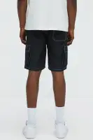 Contrast Stitch Nylon Cargo Short(Black,S)